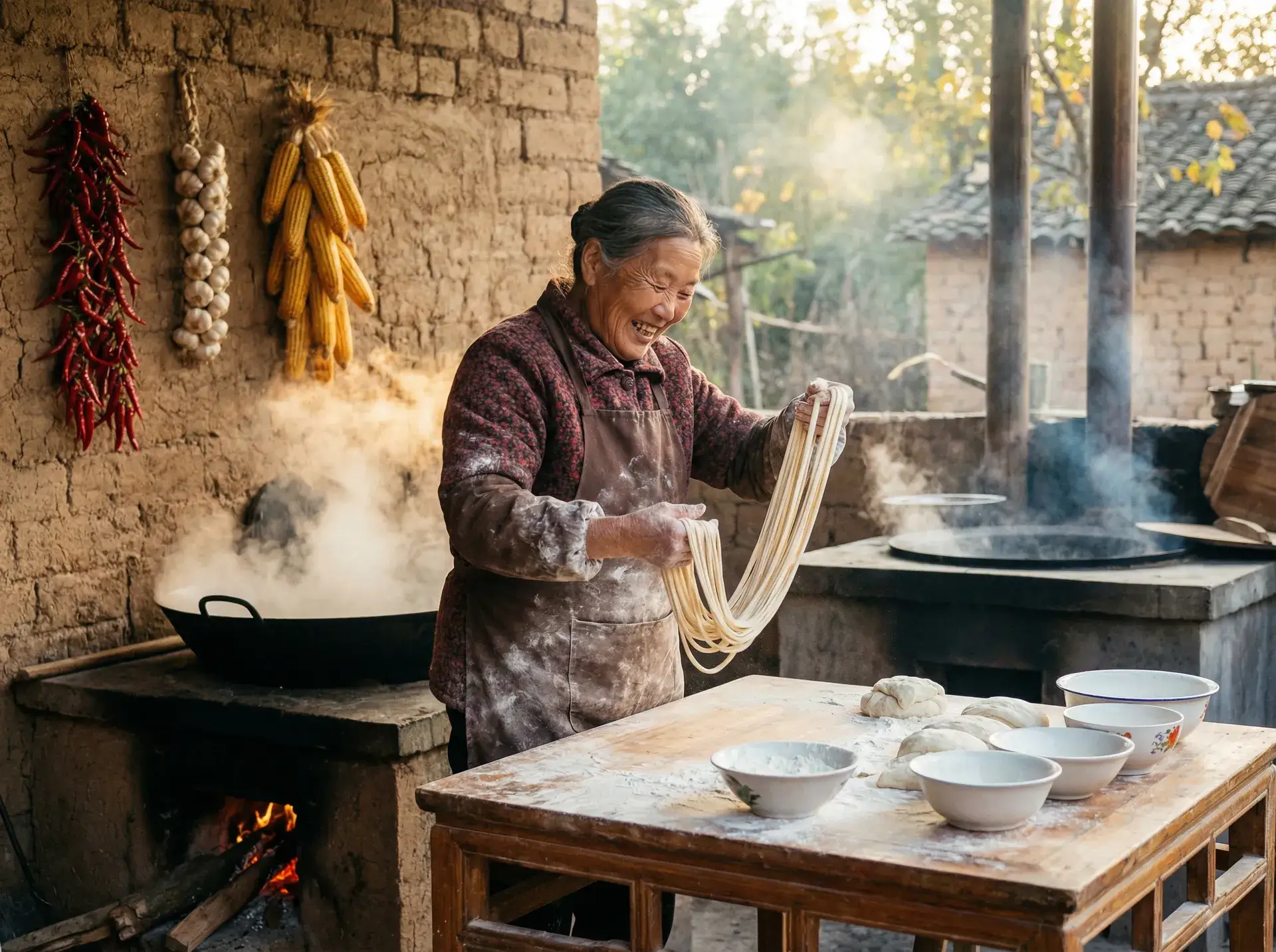 农家大嫂手擀面 - 17·c1起草视频 乡村美食